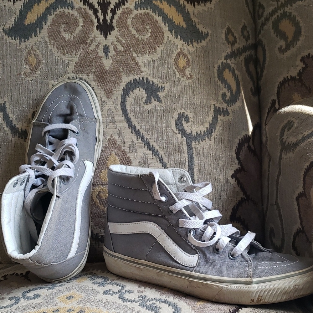 Vans Gray and White High-Top Sneakers